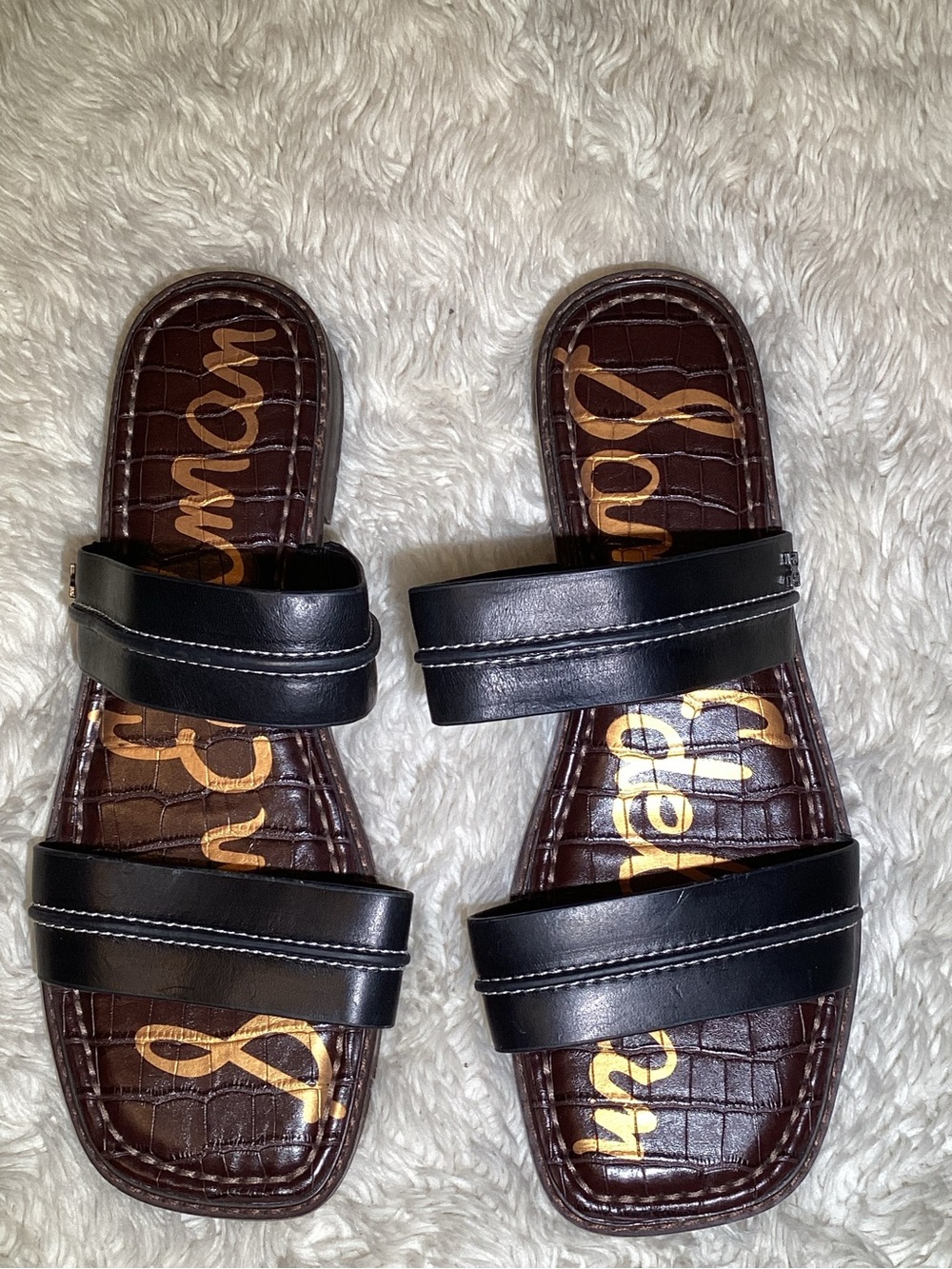 Sam Edelman Haydee Black Double-Strap Slide Sandals size 10 - Picture 1 of 6